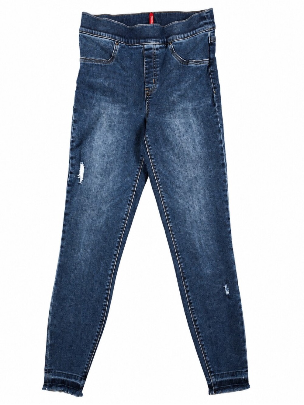 SPANX Distressed Ankle Skinny Jeans Womens M Medium Wash Pull On